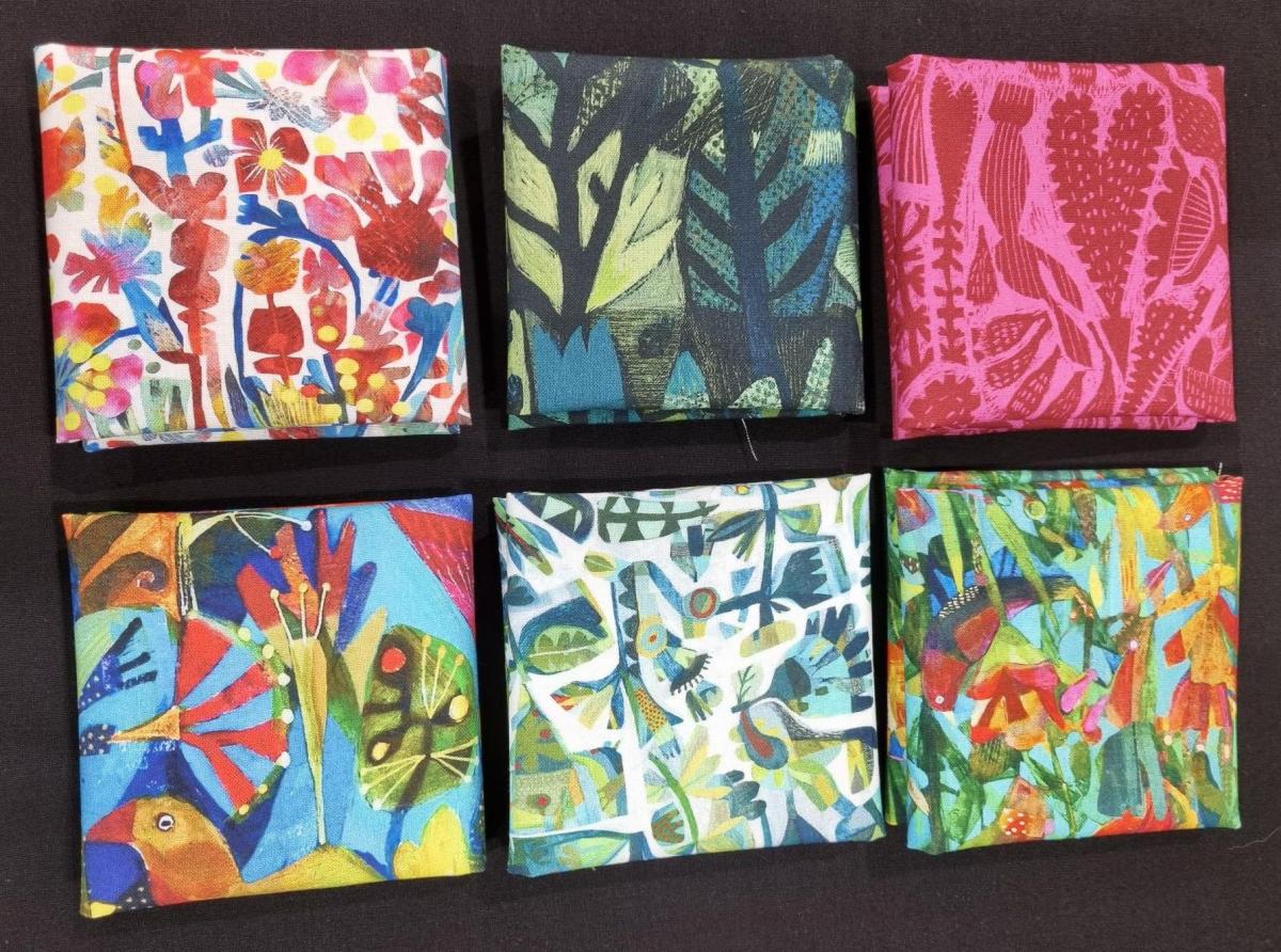 010 Stofpakketje 6 stofjes 37x25 cm FreeSpirit serie Find the Birds