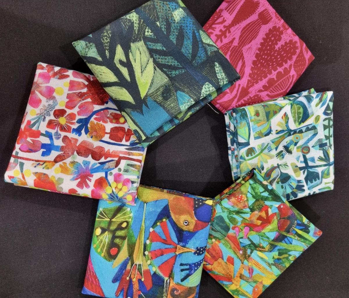 010 Stofpakketje 6 stofjes 37x25 cm FreeSpirit serie Find the Birds