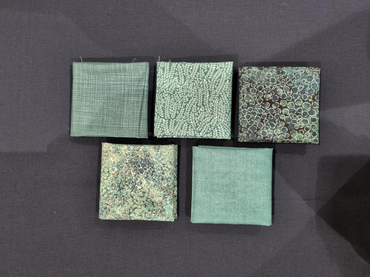 020 Stofpakketje 5 stofjes 37x25 cm groen/blauw
