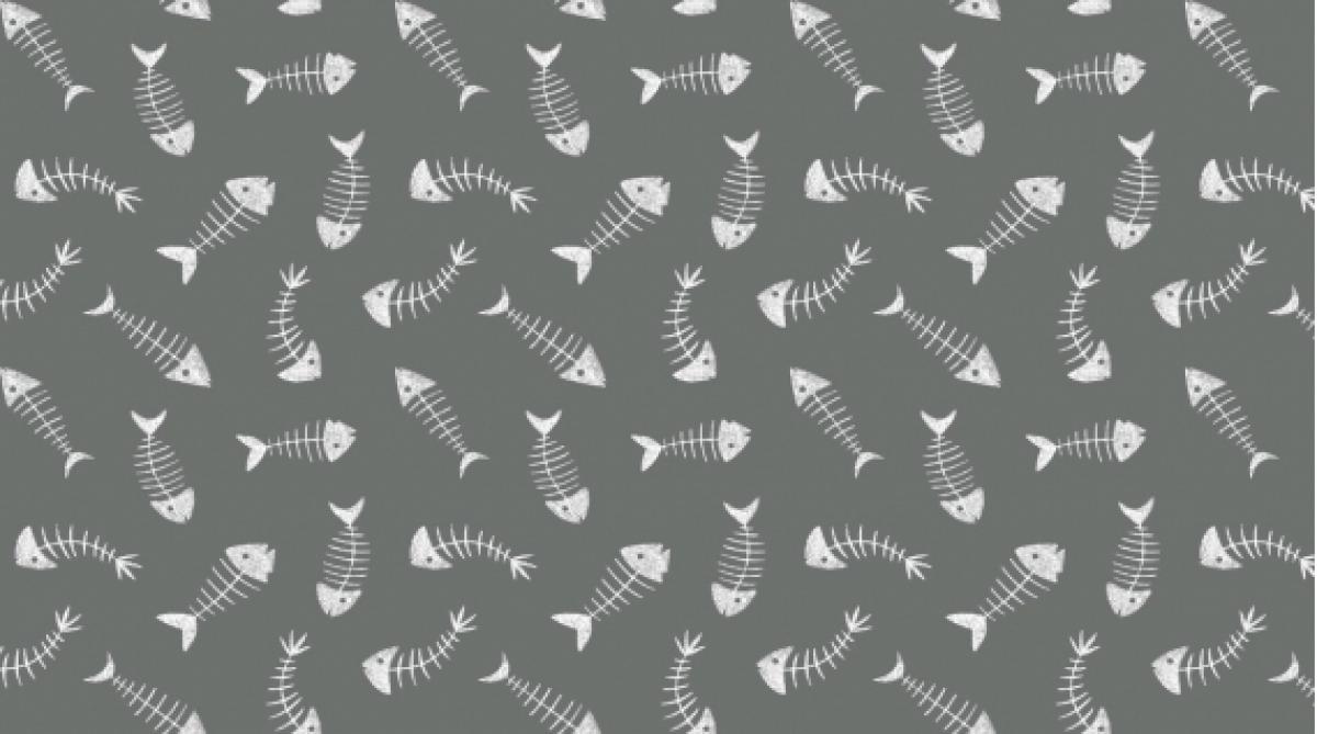 Dear Stella Design Fat Cat Fish Bones Visgraat 1270 grijs