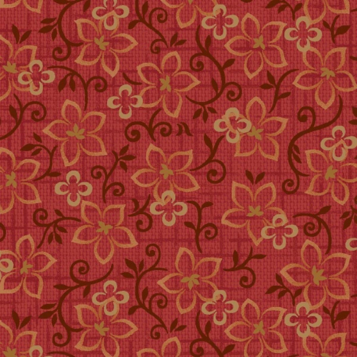 Henry Glass Fabrics Berries & Blossoms bloem 8834-22 rood