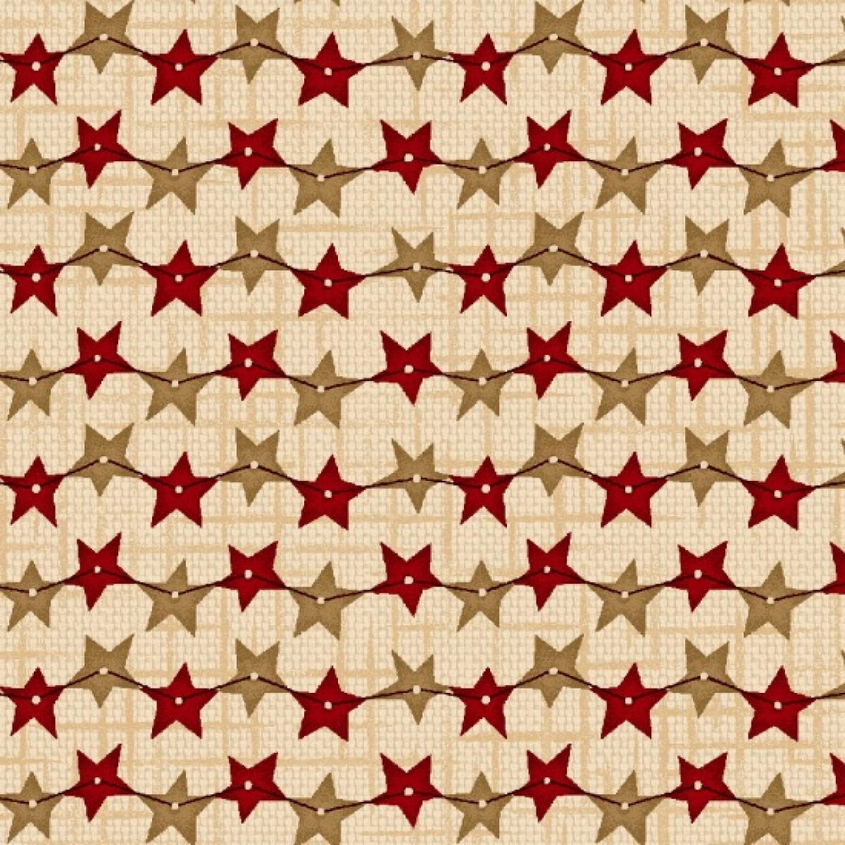 Henry Glass Fabrics 8837-44 Berries & Blossoms ster crème