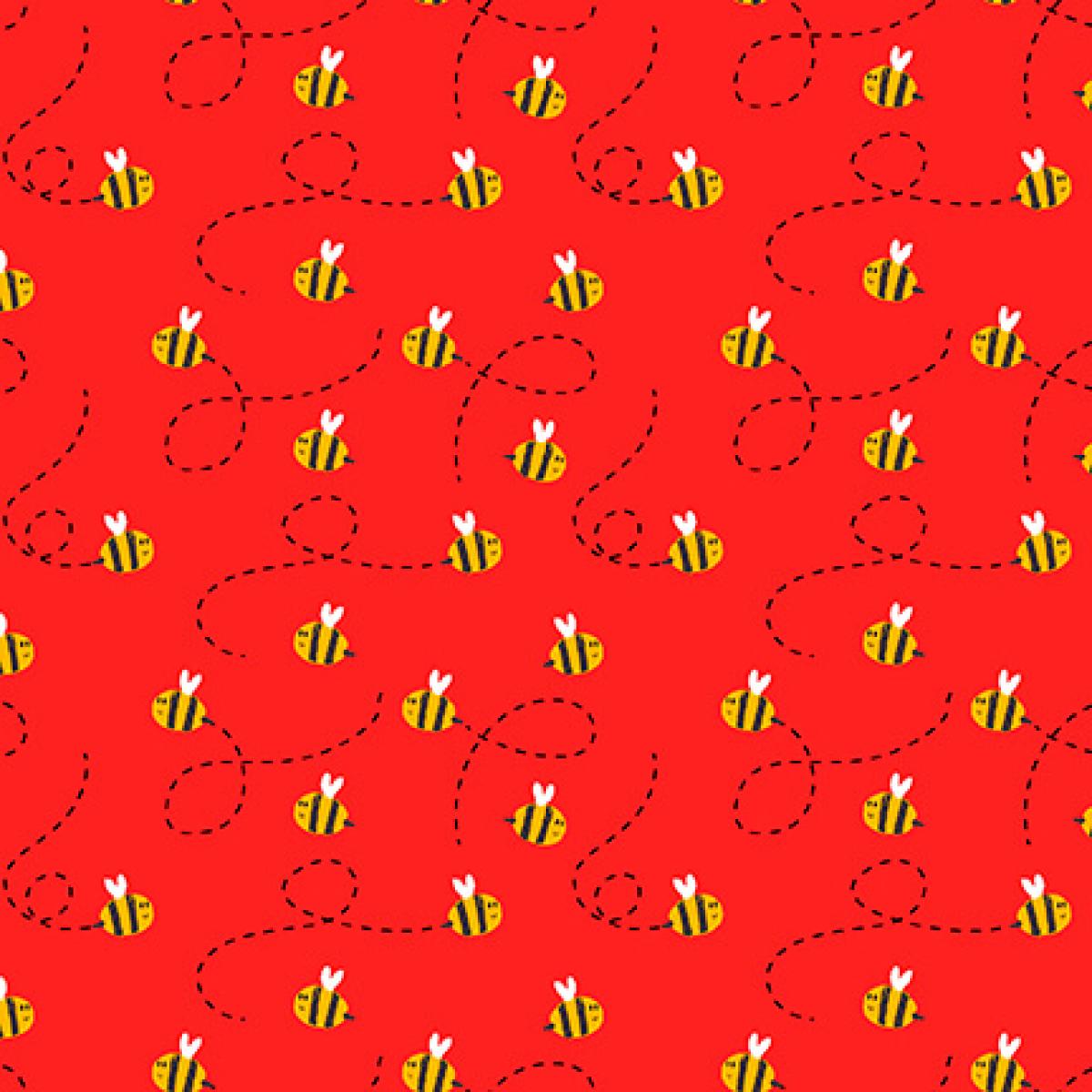 Henry Glass Fabrics Numbers in the Jungle 9249-88 bijtjes rood