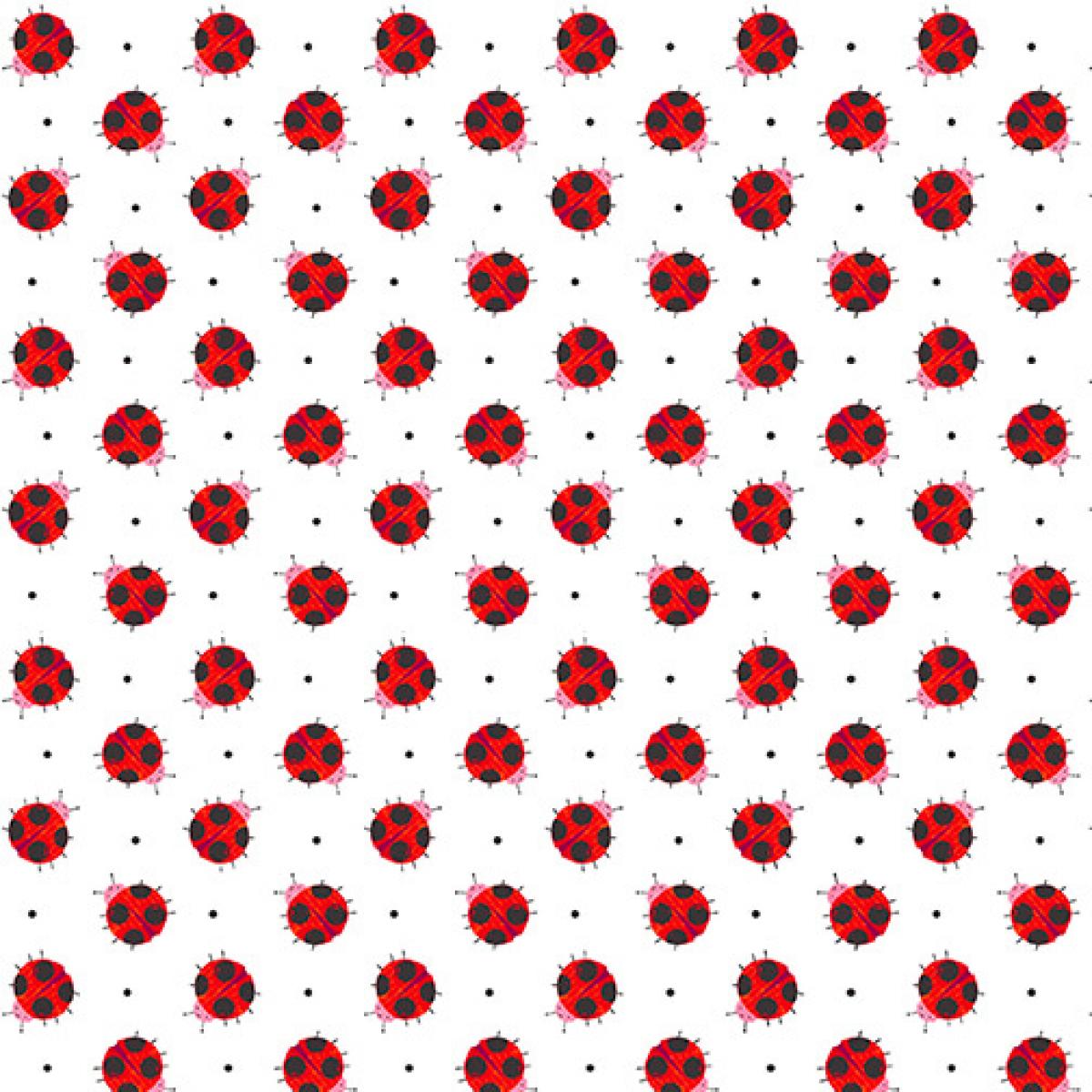 Henry Glass Fabrics Numbers in the Jungle 9244-1 lieveheersbeestjes wit