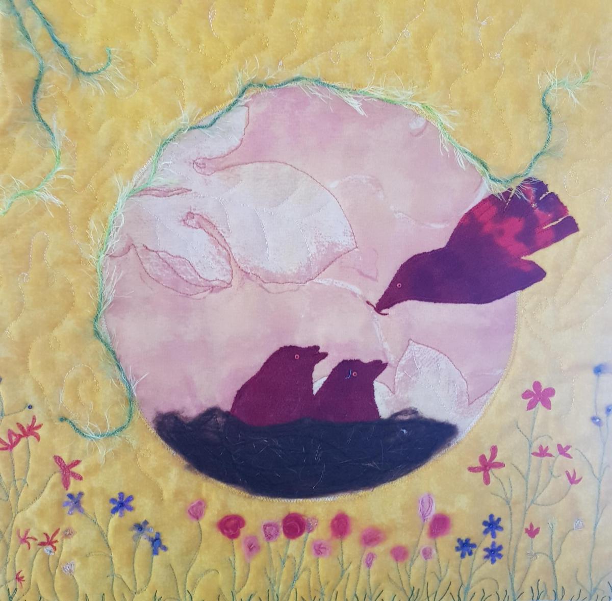 Lente artquilt The young ones