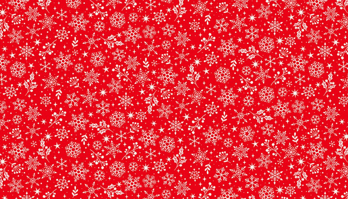 Makower Scandi 2221 R sneeuwvlokken rood 