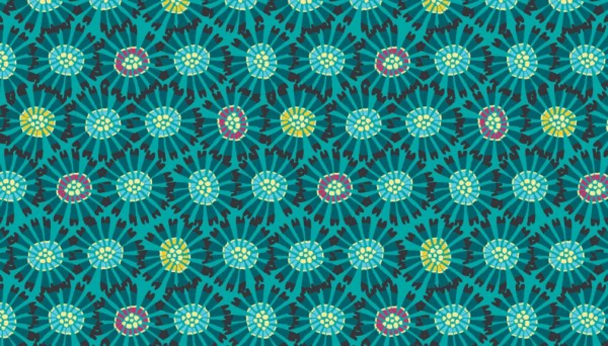 Makower 1923B Sundance abstract flower blauw