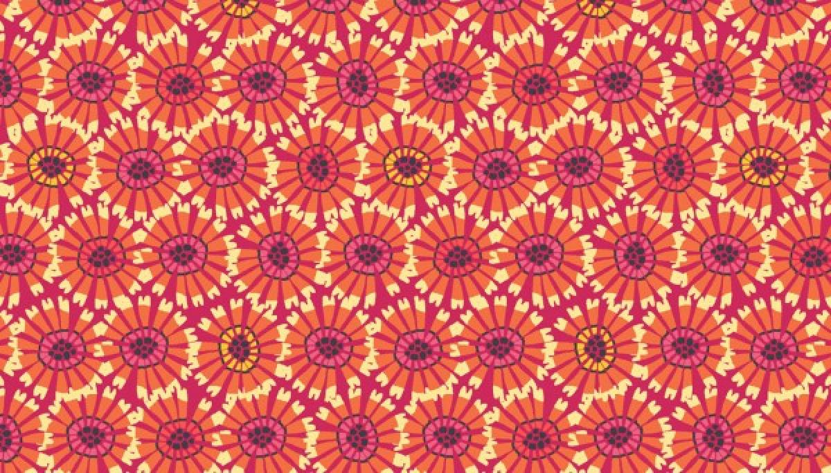 Makower 1923N Sundance abstract flower oranje