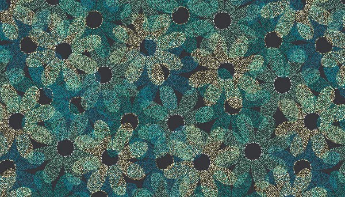Makower 1924B Sundance Dotty daisy blauw