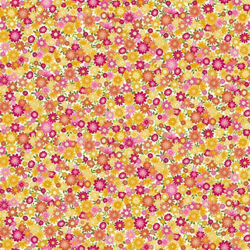 Makower UK Whiskers 011Q bloemen crème