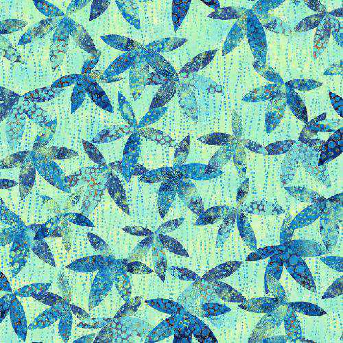 Northcott Artisan Spirit Blue Lagoon 21459-45 bloem blauw