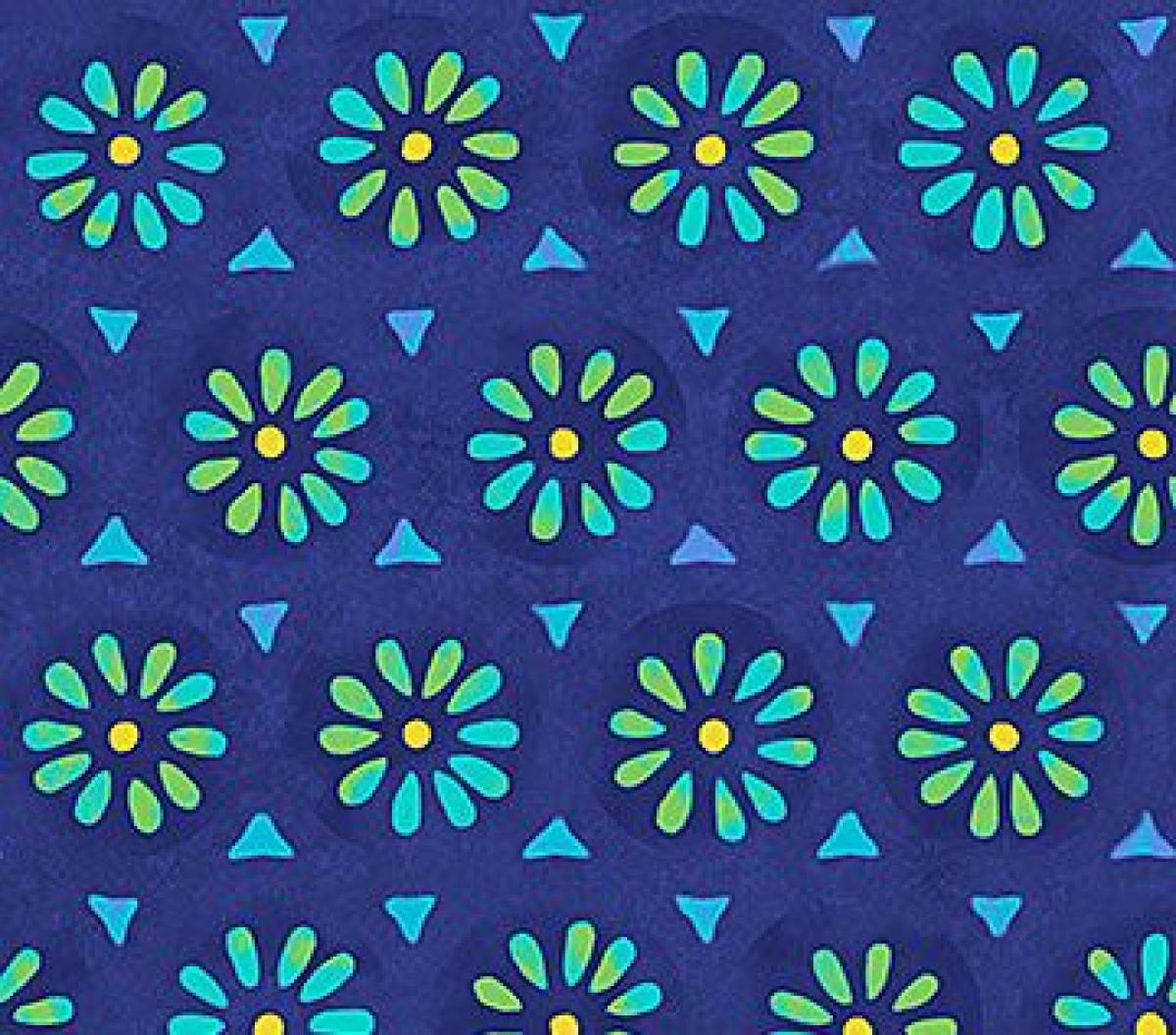 Northcott Artisan Spirit 22178-44 Floral Fantasy bloemen blauw