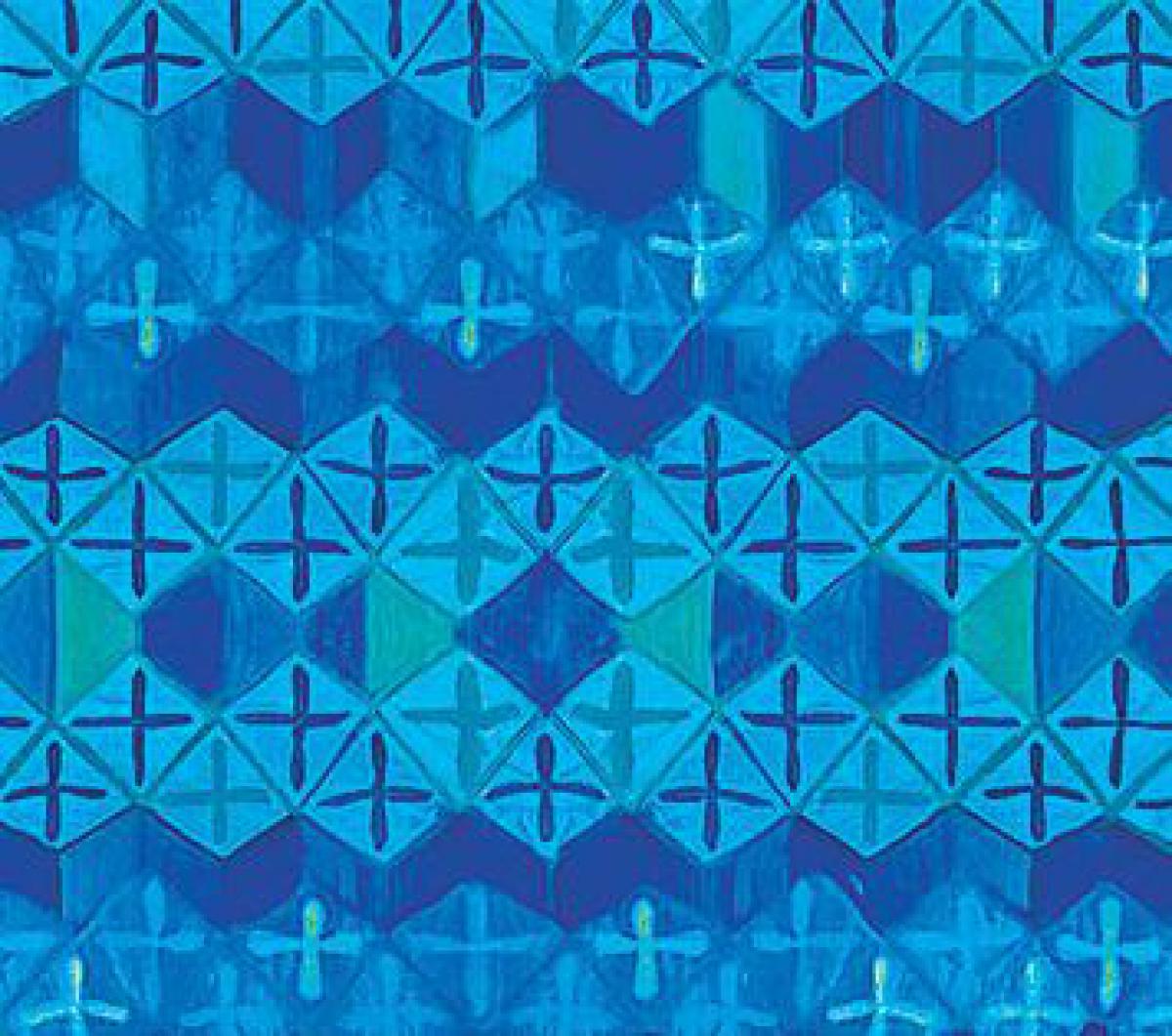 Northcott Artisan Spirit 22181-44 Floral Fantasy kruis blauw