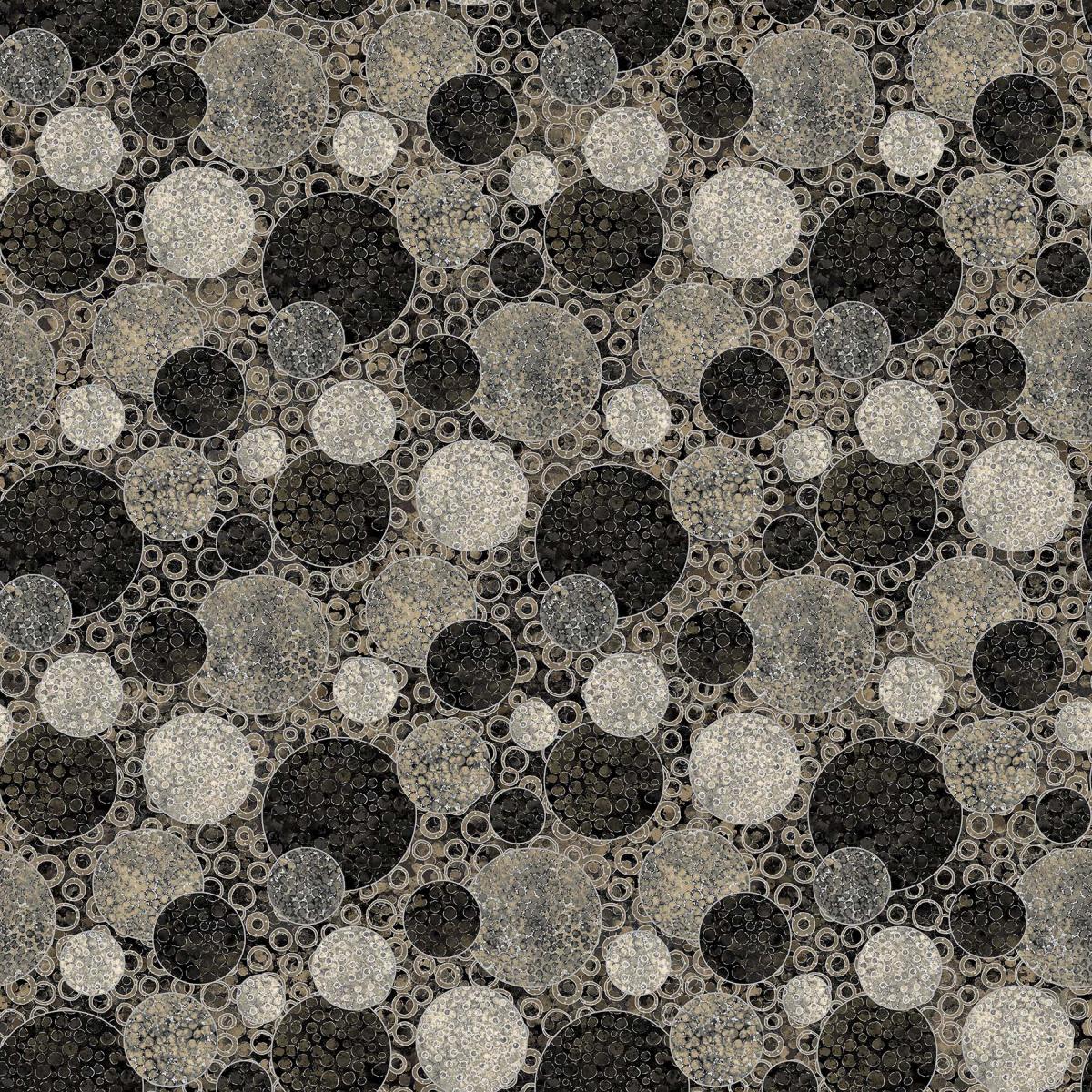 Northcott Artisan Spirit Shimmer Black Earth 23572-98 cirkels zwart