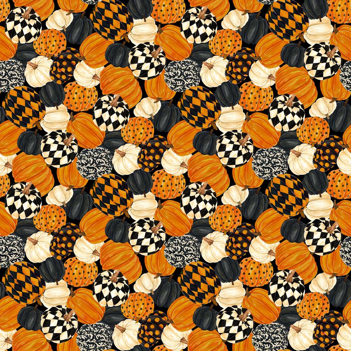Northcott Black Cat Capers 24116-99 pompoenen multi