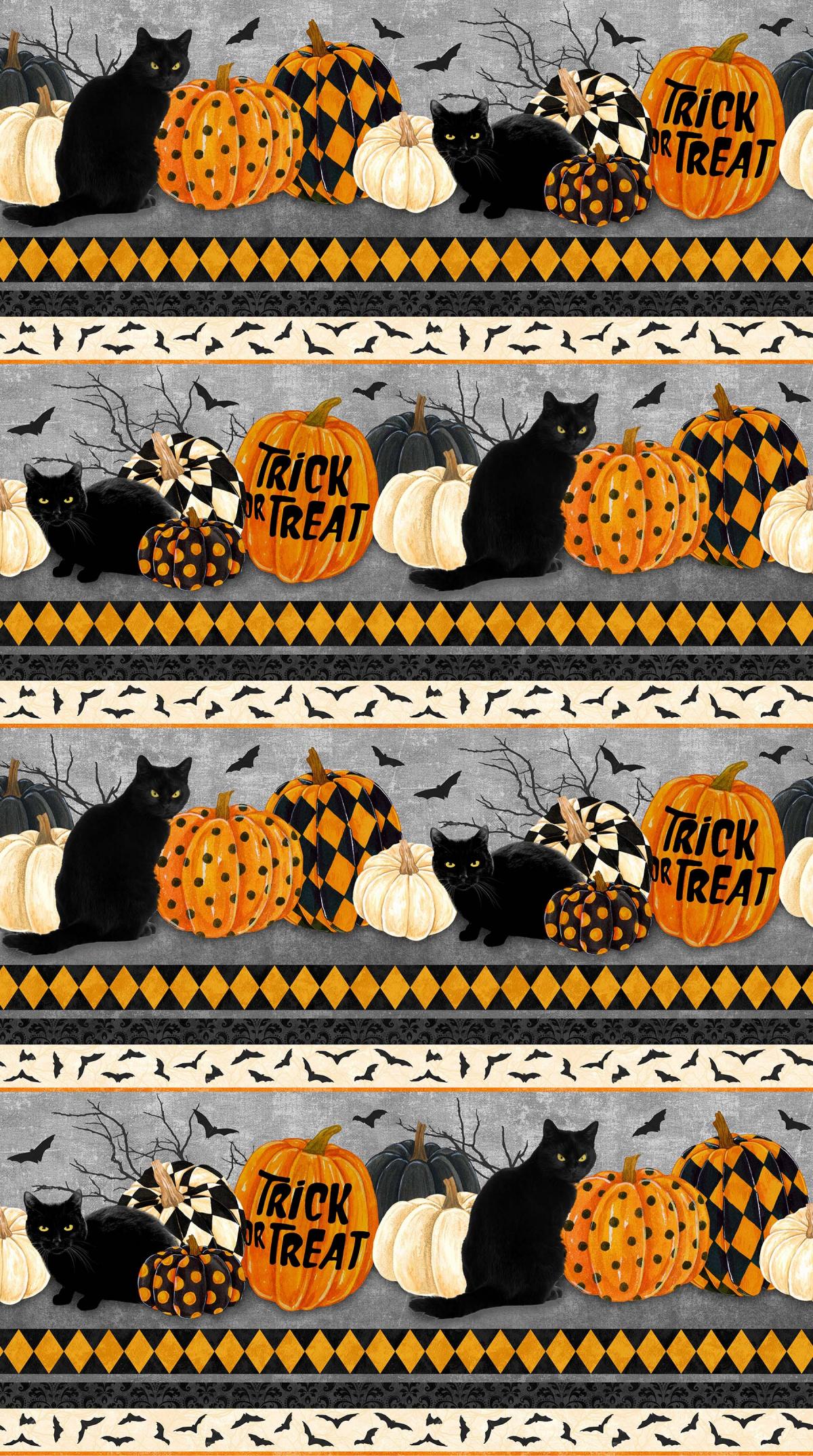Northcott Black Cat Capers 24115-99 randstof katten
