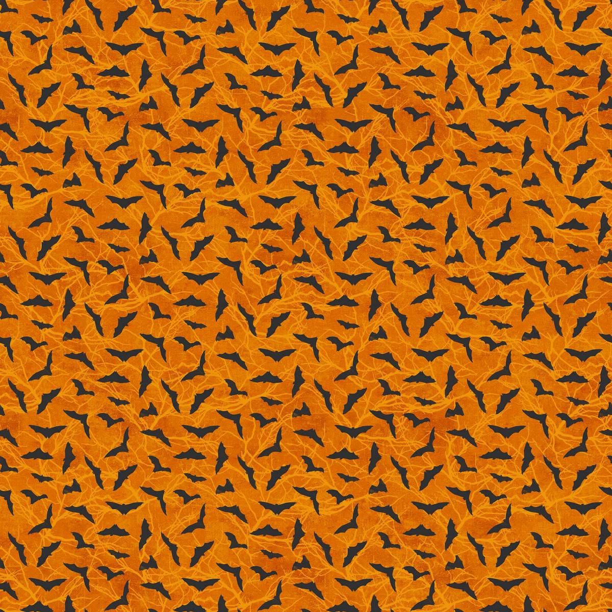 Northcott Black Cat Capers 24121-55 vleermuizen oranje