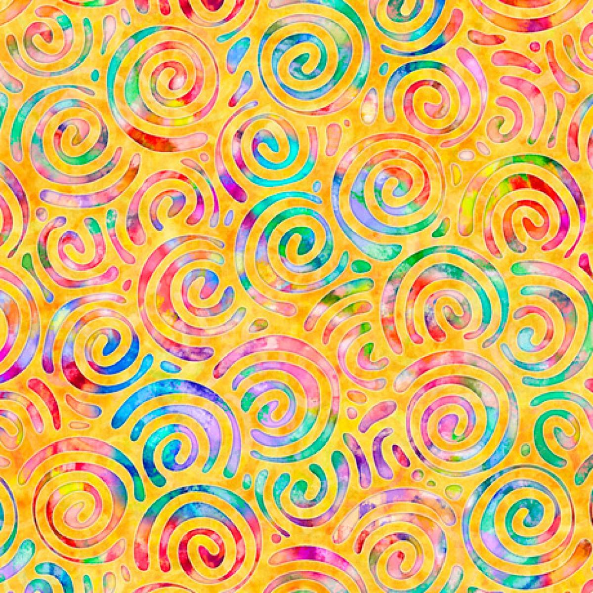 QT Fabrics Brilliance 28325-S Packed Scroll geel