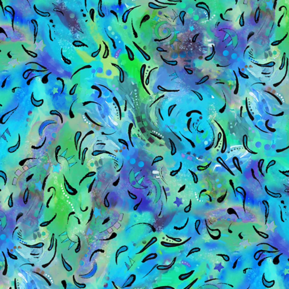 QT Fabrics Doggie Daze 27960-B Tye Dye blauw