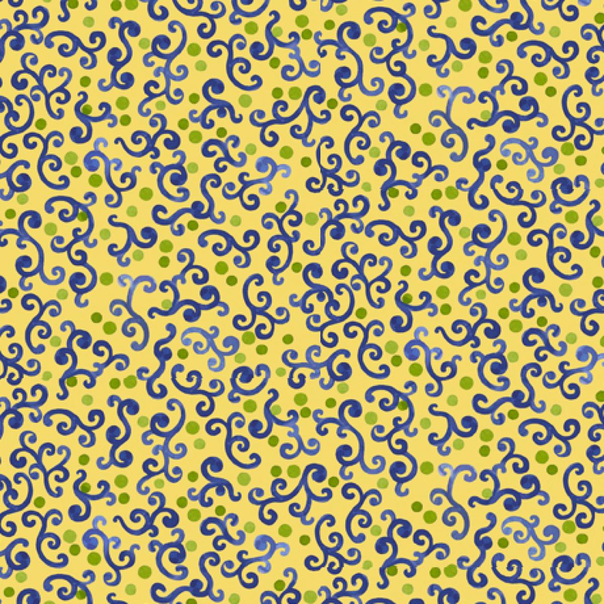 QT Fabrics Frogs & Fronds 29292 S Scroll geel 