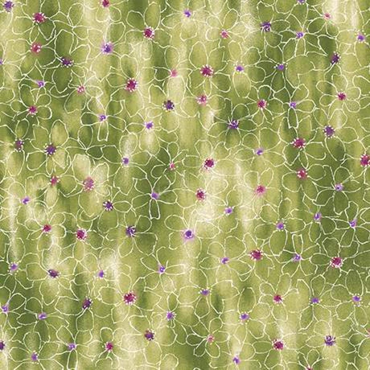 Quilting Treasures 25868-G Floral Sketch bloem groen