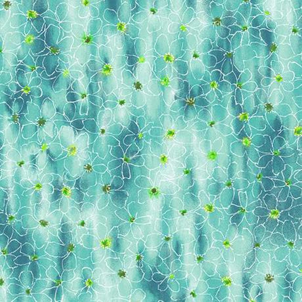 Quilting Treasures 25868-Q Floral Sketch blauw