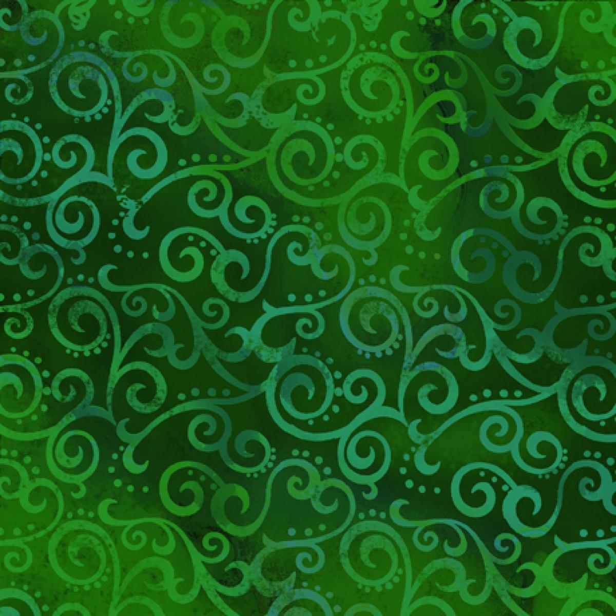 QT Fabrics Ombre Scroll 24174-GF Kelly groen