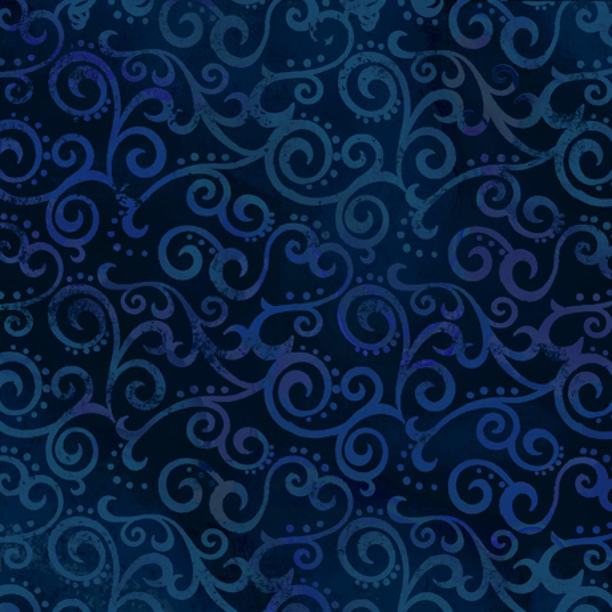 QT Fabrics Ombre Scroll 24174-W Navy blauw