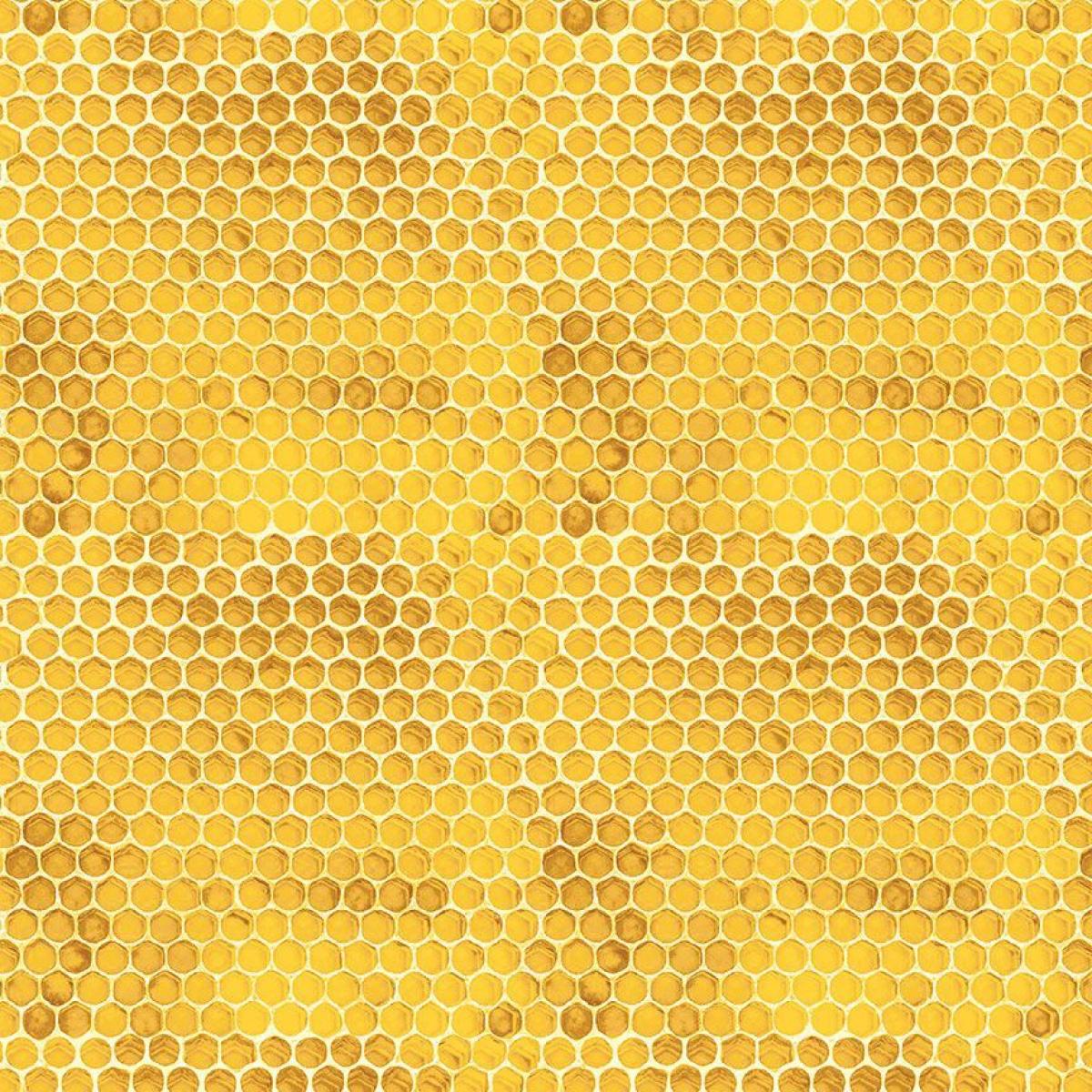 Timeless Treasures Honeybee farm CD2393 honingraat geel