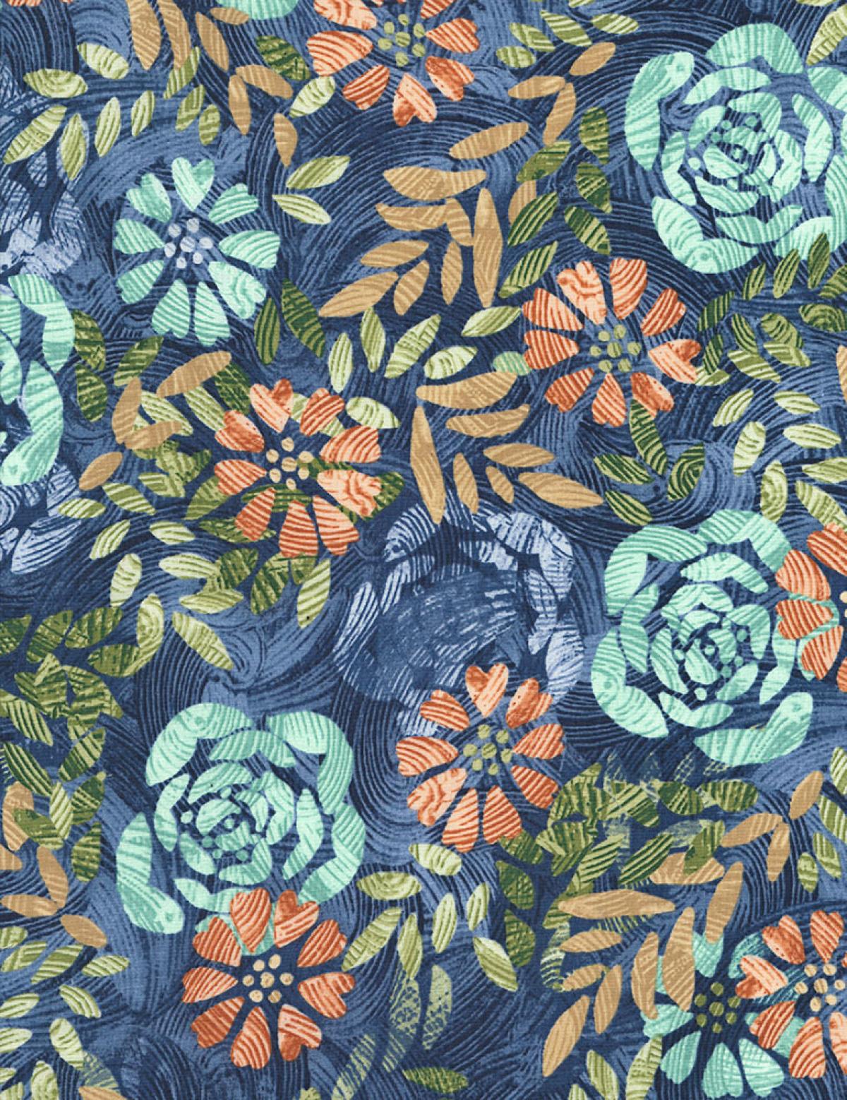 Timeless Treasures Tranquility C6054 Denim bloemen